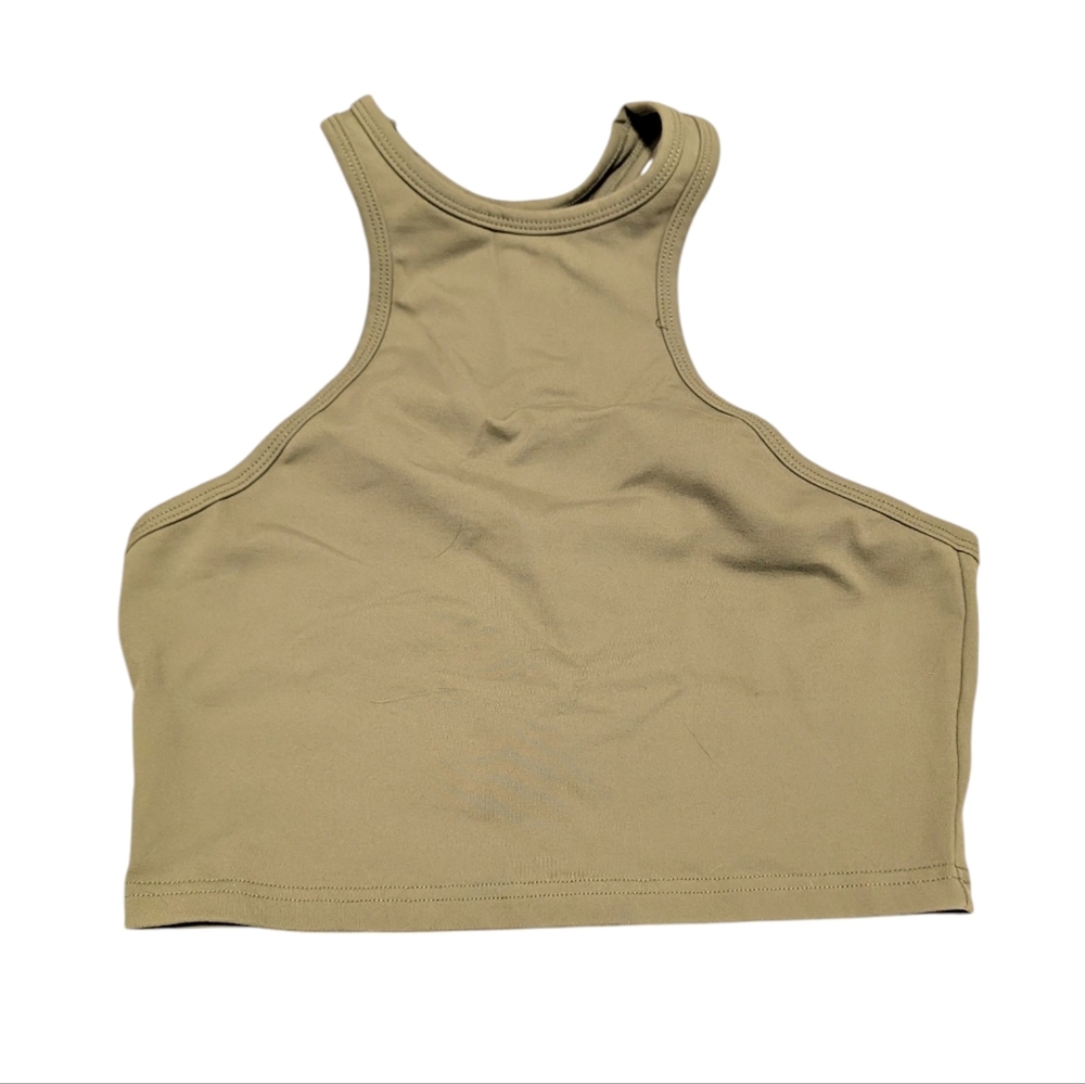 Levavi Amelia T-Strap High Neck Racerback Bra Crop Top Succulent Green Sz Medium